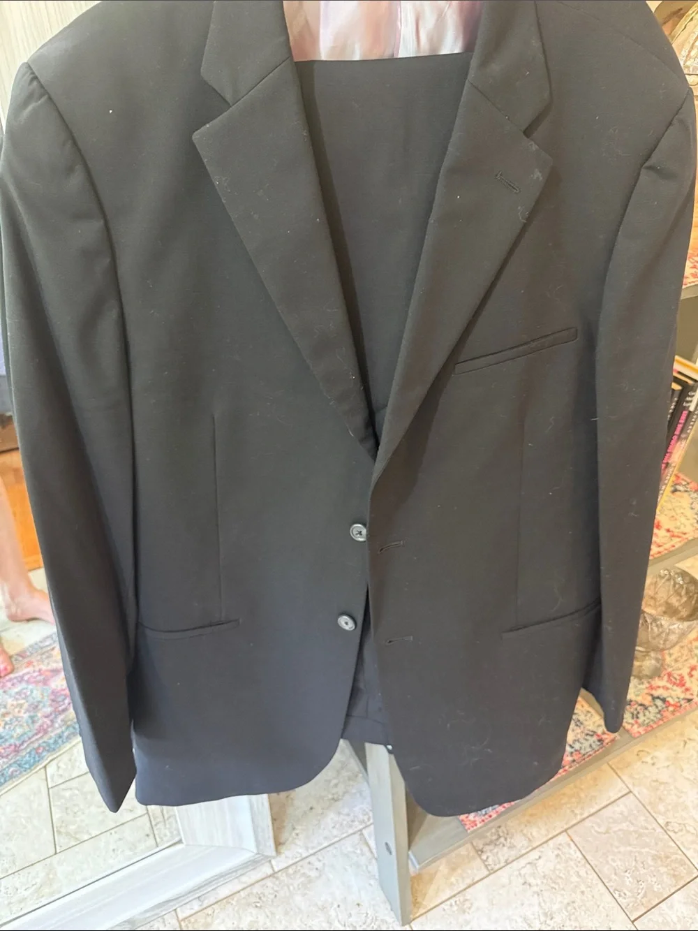 Men's Black Two-Button Suit Jacket and Trousers